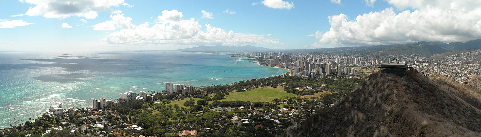 Waikiki and Honolulu’s coastline viewed from Diamond Head on Oahu